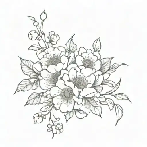 A Virgo Zodiac Sign Intertwined With Peony Flowers And Cherry Blossom Trees