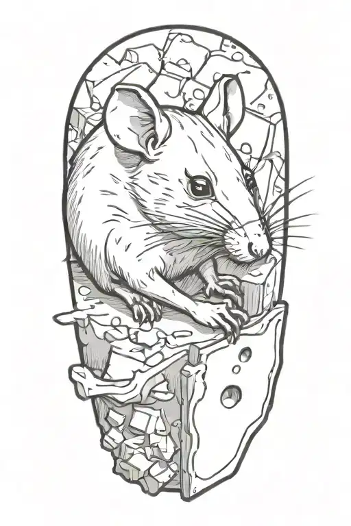 Dead Rat Laying On Slab Of Cheese