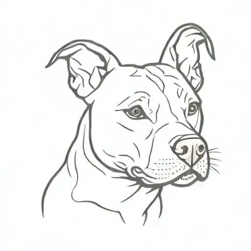 Pit Bull With Clipped Ears Outline