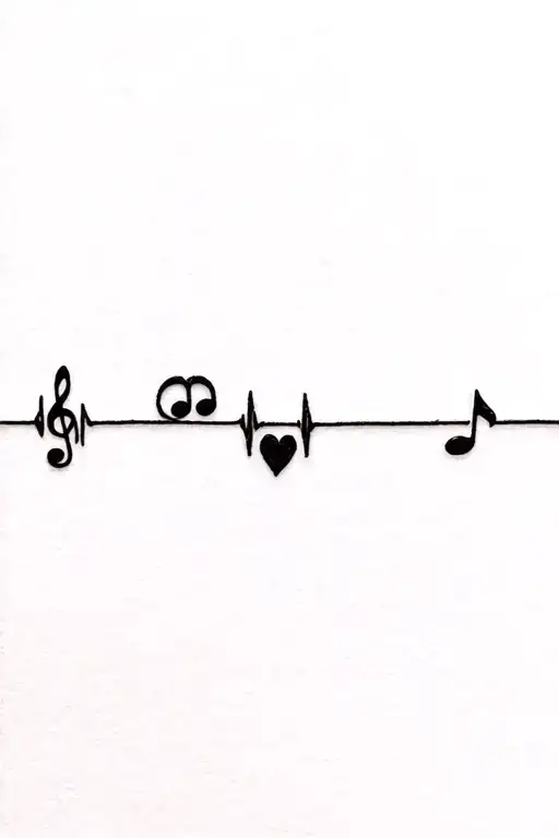Small Music Notes And Heart Beat
