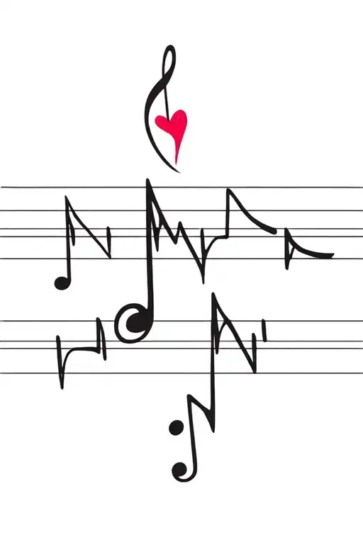 Small Music Notes And Heart Beat