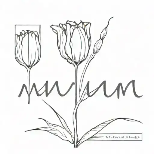 Simple Line Tulip With The Word Mum In The Stem