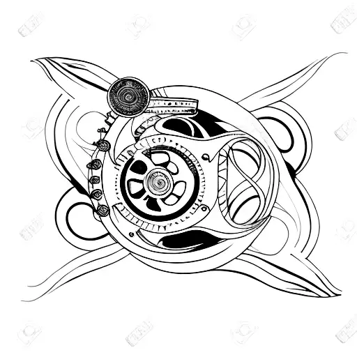 A Minimalist Tattoo Of A Film Reel With Ocean Waves Inside