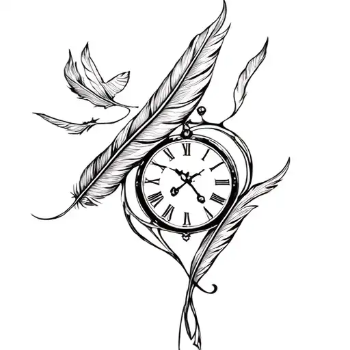 Two Circle Clocks With Feathers Soaring