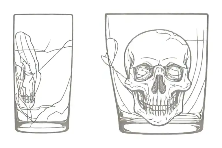 A Skull Looking Through A Whiskey Glass