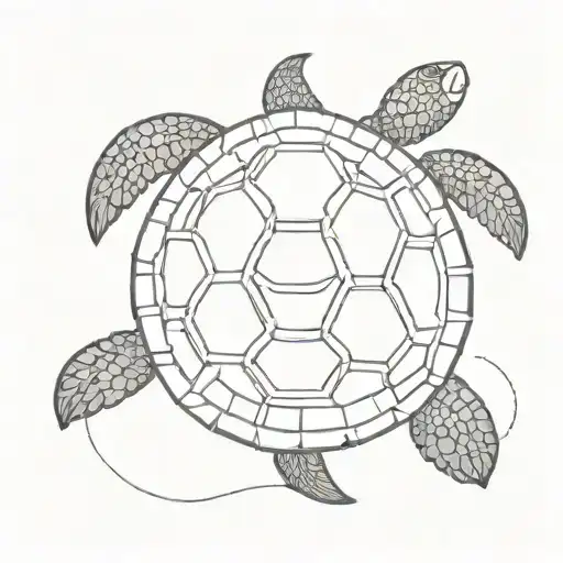 A Circular Top Down View Of A Hawaiian Design Of A Sea Turtle