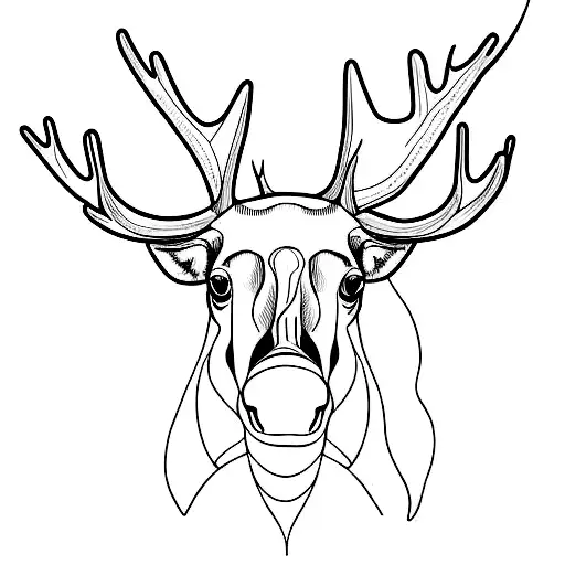 Minimalist Straight Line Moose Head