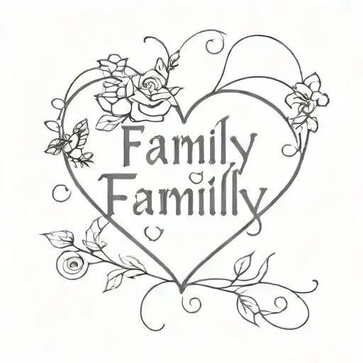 Family Text Witch Heart Tattoo Design