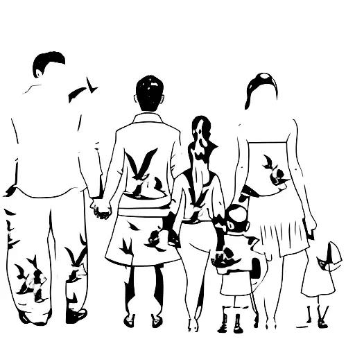 4 Family Silhoute 1 Little Girl Bigger Boy And Mom And Dad