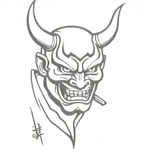 Angry Hannya Demon And Knife