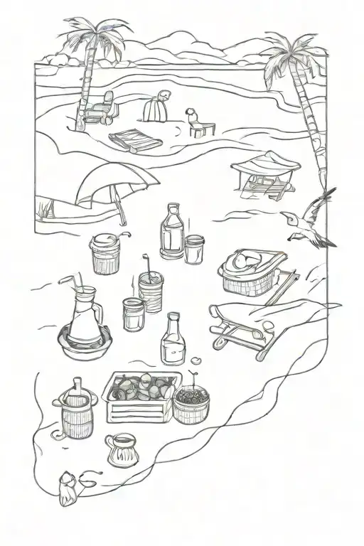 Picnic On The Beach Scene