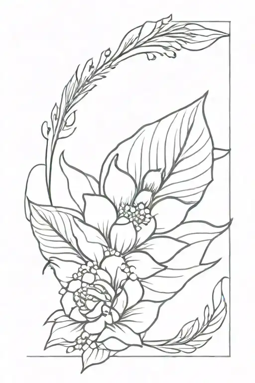 Peacock Feather And Hydrangea Flower