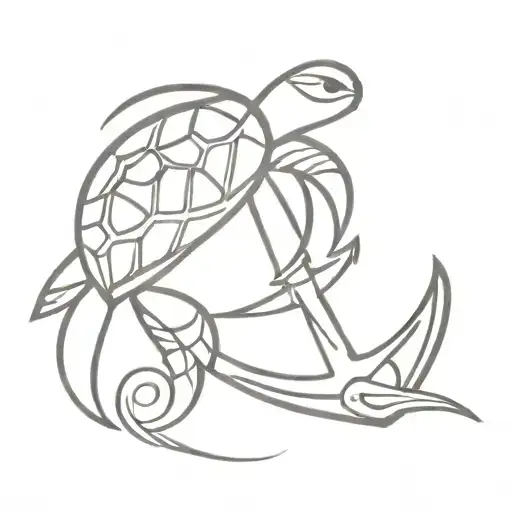 Anchor And Tribal Turtle