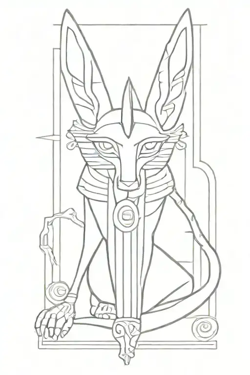 Egyptian Anubis Hieroglyph Style Including Ankh