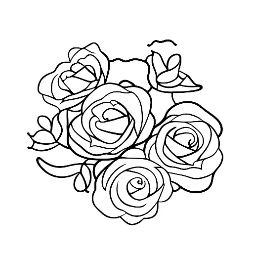 Line Vines And Small Roses