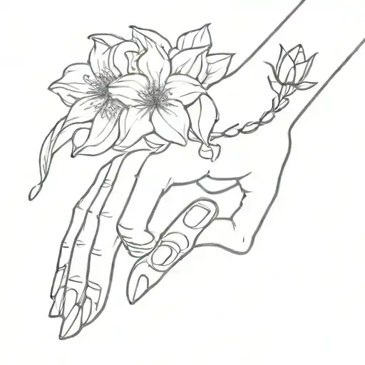 Skeleton Hand Plucking Flower Petals Falling