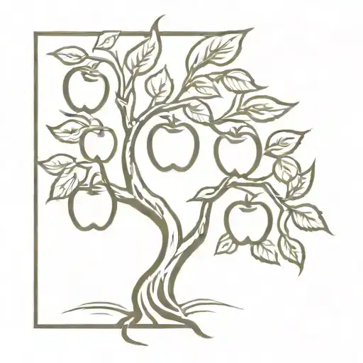 Apple Tree With Apples Hanging From Branches