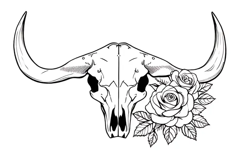 Bull Skull With Roses