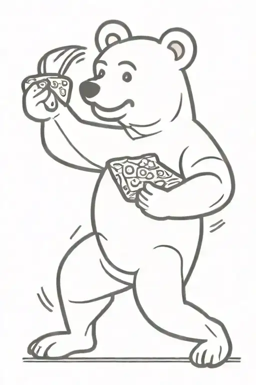 Dancing Bear Eating Pizza Slice