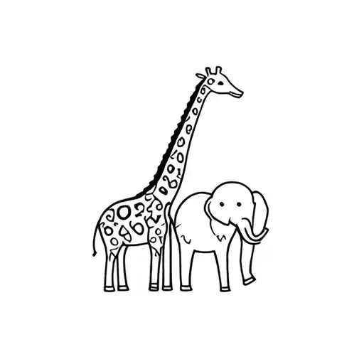 Giraffe And Elephant Heart