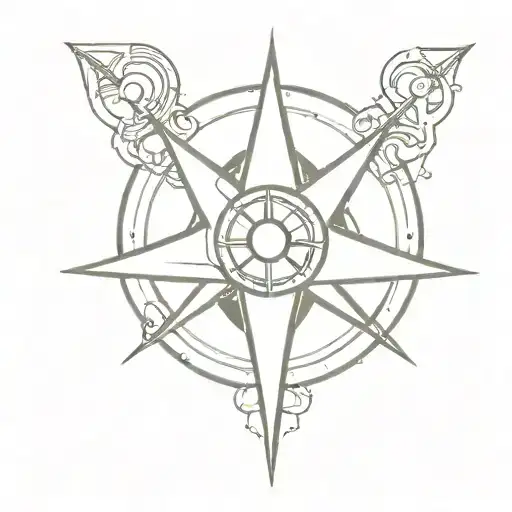 A Compass Rose Made Out Of Motorcycle Parts