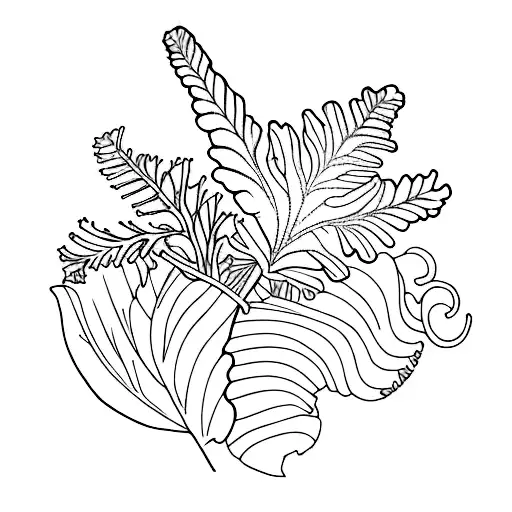 Acorn Violet Oak Fern Iris Oak Leaf