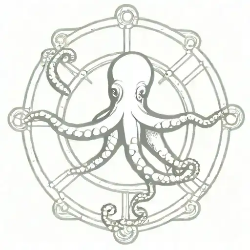 Octopus And Nautical Steering Wheel