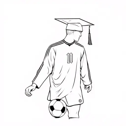 Soccer Player In Graduation Cap And Gown