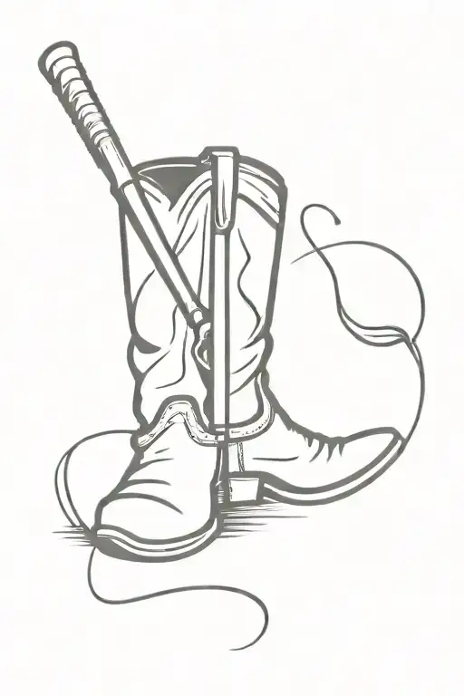Cowboy Boots With A Baseball Bat Inside The Boot Stepping