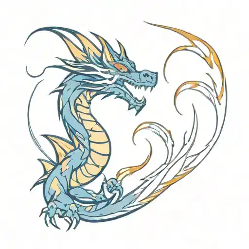 Blue Dragon Breathing Fire