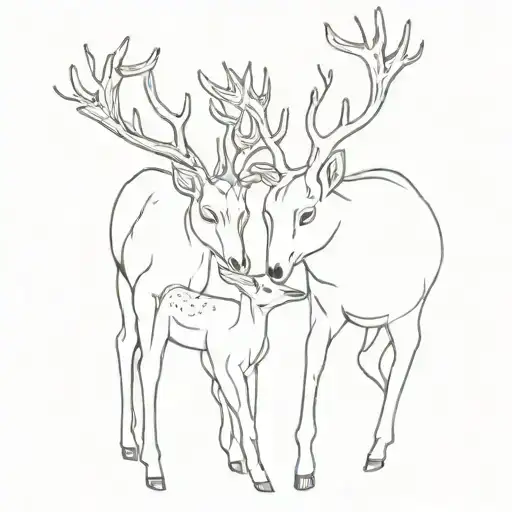 Deer And Fawn Playing