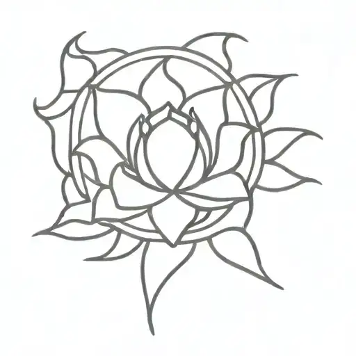 Sun And Flower Intertwined