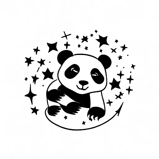 A Panda Surrounded By Stars
