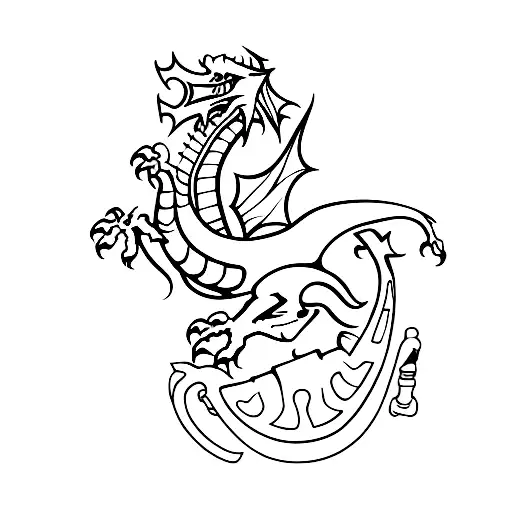 Welsh Dragon And Rugby