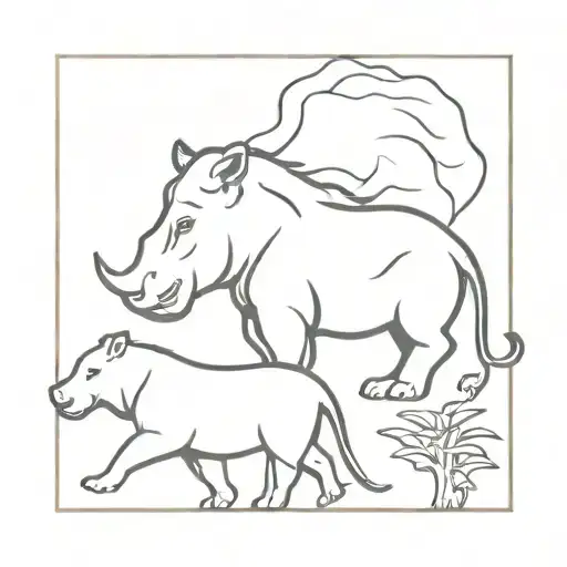 Lion Followed By Hippo Followed By Rhino Followed By An Elephant