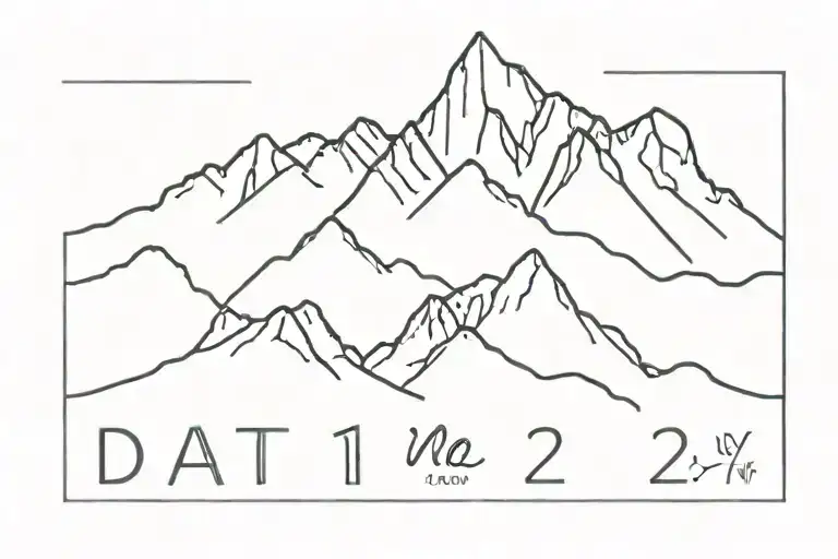 Mountain Range With Date Below It