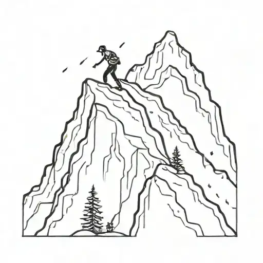 Man Climbing Mountain In The Rain