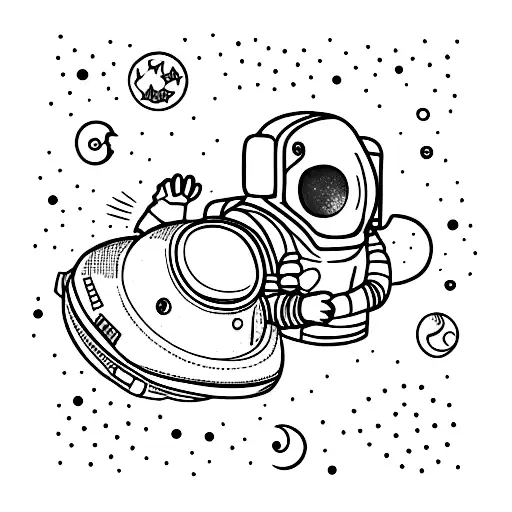 Upside Down Astronaut With A Moon Reflection In The Helmet And Stars Scattered Around