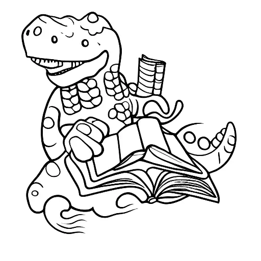 Cute Dinosaur Reading A Book