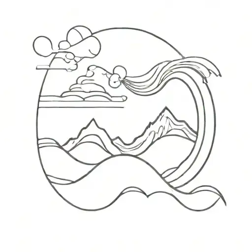 Mountain Waves Crashing Sun Rising