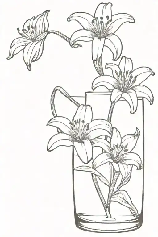 Two Lily Flowers A Daisy Flower In A Vase