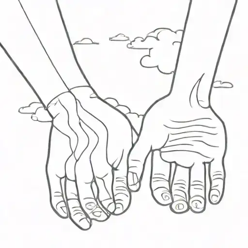 Hands Touching One In The Cloud