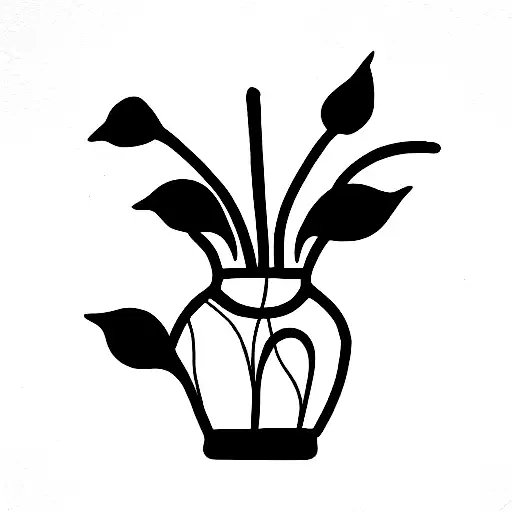 Vase With Flowers Dark Lines