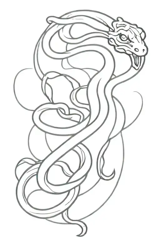 Medusa Snake Body Little Lines