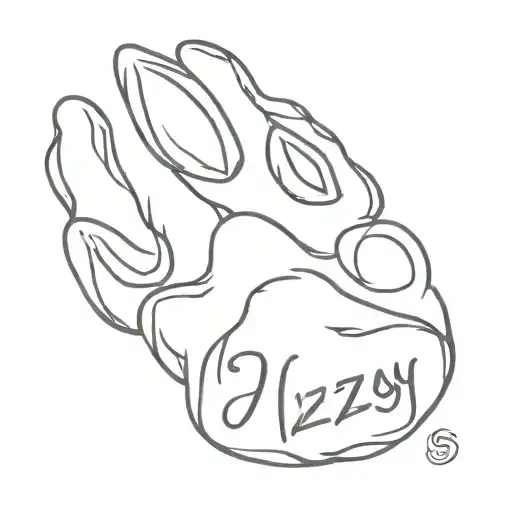 Dog Paw Print With Name Izzy