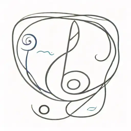 A Minimalist Tattoo Of A Music Note Intertwined With The Gemini Symbol