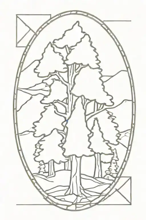 Sequoia Tree Stained Glass Window Design