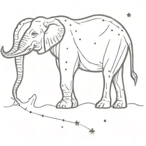 Elephant Looking At Big Dipper Constellation