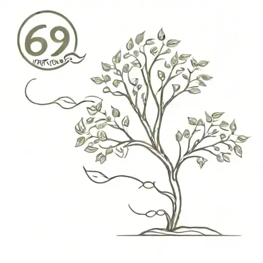 Tree With Growing Leaves With Numbers 69