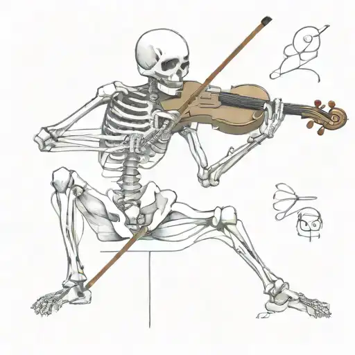 Skeleton Hunched Over Playing The Fiddle